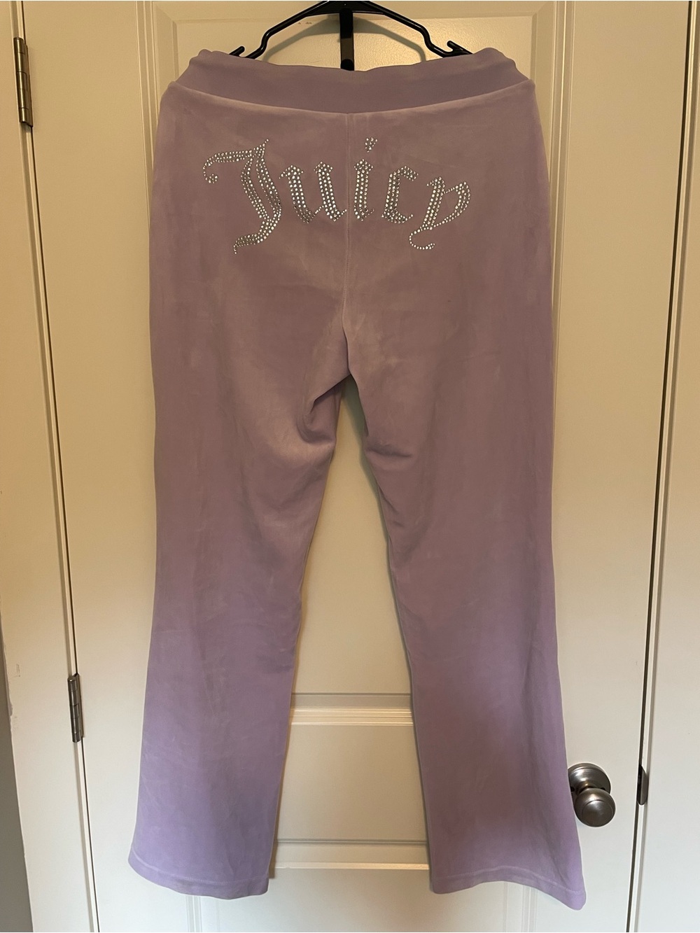 Y2K Juicy Couture Lilac Velour Rhinestone Logo Sweatpants